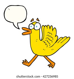 freehand gezeichnete Sprechblase Cartoon flatternde Ente