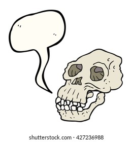 freehand drawn speech bubble cartoon ancient skull