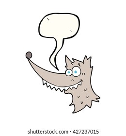 freehand drawn speech bubble cartoon wolf head