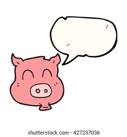 freehand drawn speech bubble cartoon pig