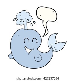 freehand drawn speech bubble cartoon whale spouting water