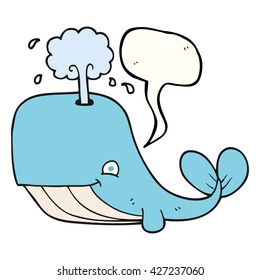 freehand drawn speech bubble cartoon whale spouting water