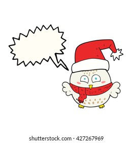 freehand drawn speech bubble cartoon cute christmas owl