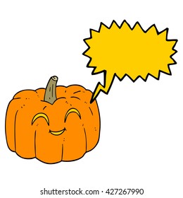 freehand drawn speech bubble cartoon halloween pumpkin