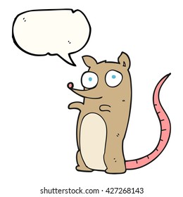 Cartoon-Maus mit freehand gezeichneter Sprachblase