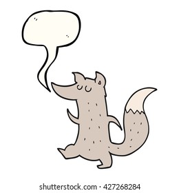 freehand drawn speech bubble cartoon cute wolf