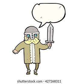 freehand drawn speech bubble cartoon saxon warrior