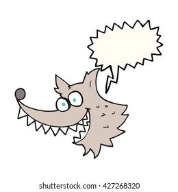 freehand drawn speech bubble cartoon crazy wolf