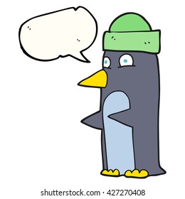 caricatura de la burbuja de la libre expresión pingüino con sombrero