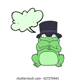 freehand drawn speech bubble cartoon frog in top hat