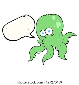 freehand drawn speech bubble cartoon octopus