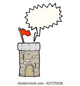 freehand drawn speech bubble cartoon old castle tower