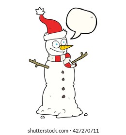 freehand drawn speech bubble cartoon snowman
