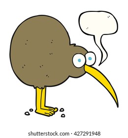 freehand drawn speech bubble cartoon kiwi