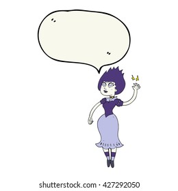 caricatura de burbuja de habla dibujada a mano libre chica vampiro