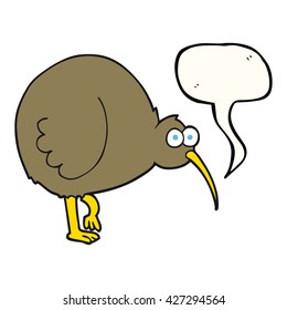 freehand drawn speech bubble cartoon kiwi bird