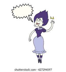freehand drawn speech bubble cartoon vampire girl