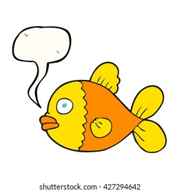 freehand drawn speech bubble cartoon fish