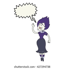 freehand drawn speech bubble cartoon vampire girl