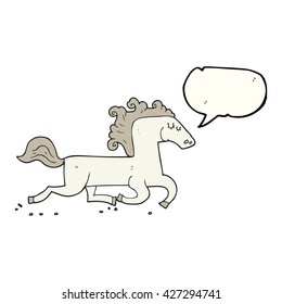 freehand drawn speech bubble cartoon running horse