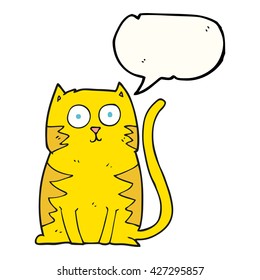 freehand drawn speech bubble cartoon cat