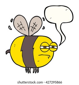 freehand drawn speech bubble cartoon unhappy bee