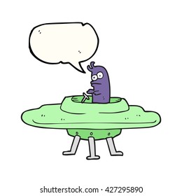 freehand drawn speech bubble cartoon flying saucer