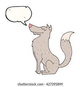 freehand drawn speech bubble cartoon wolf