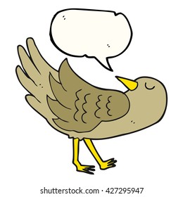 freehand drawn speech bubble cartoon bird
