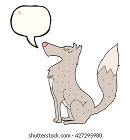 freehand drawn speech bubble cartoon wolf