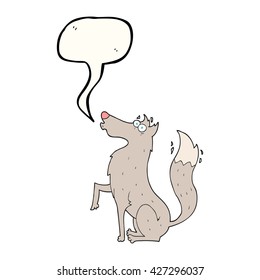 freehand drawn speech bubble cartoon wolf