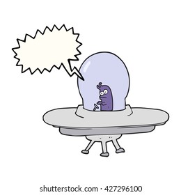 freehand drawn speech bubble cartoon flying saucer