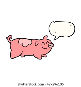 freehand drawn speech bubble cartoon pig