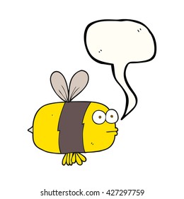 freehand drawn speech bubble cartoon bee