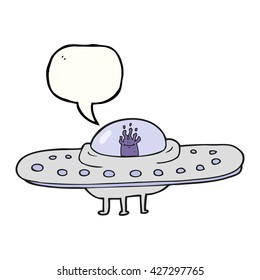 freehand drawn speech bubble cartoon flying saucer