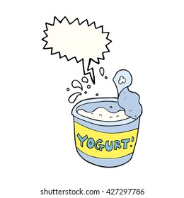 Cartoon Jogurt in freehand-gezeichneter Sprache