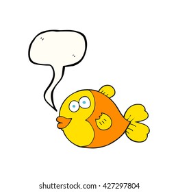 freehand drawn speech bubble cartoon fish