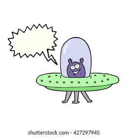 freehand drawn speech bubble cartoon space alien