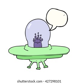 freehand drawn speech bubble cartoon flying saucer