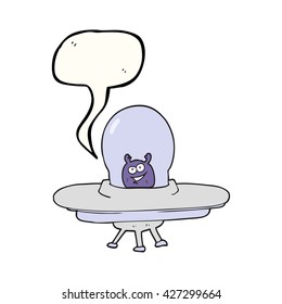 freehand drawn speech bubble cartoon spaceship