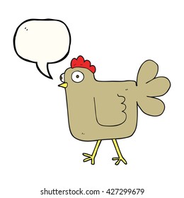 pollo de dibujos animados de burbujas de palabras a mano libre