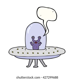 freehand drawn speech bubble cartoon flying saucer