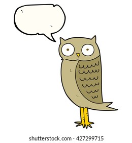freehand drawn speech bubble cartoon owl