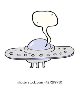 freehand drawn speech bubble cartoon flying saucer