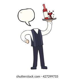 freehand drawn speech bubble cartoon headless waiter (add own photos)