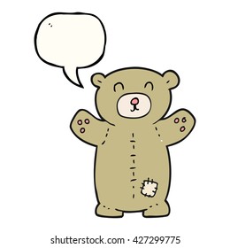 freehand drawn speech bubble cartoon teddy bear