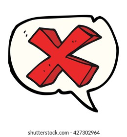 freehand drawn speech bubble cartoon negative x symbol