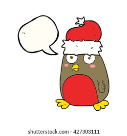 caricatura de christmas de burbuja de discursos dibujada a mano libre robin
