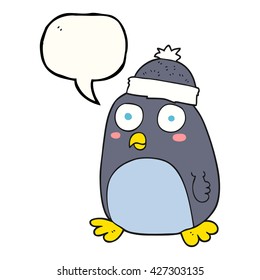 Cartoon-Pinguin in freehand-gezeichneter Sprache