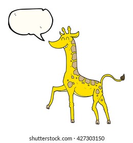 Cartoongiraffe in freehand gezeichneter Sprachblase